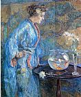 Robert Reid Girl in Blue Kimono painting